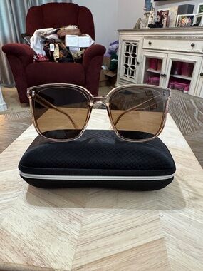 Classic Oversized Women’s Sunglasses in Light Brown - Timeless Style With Case